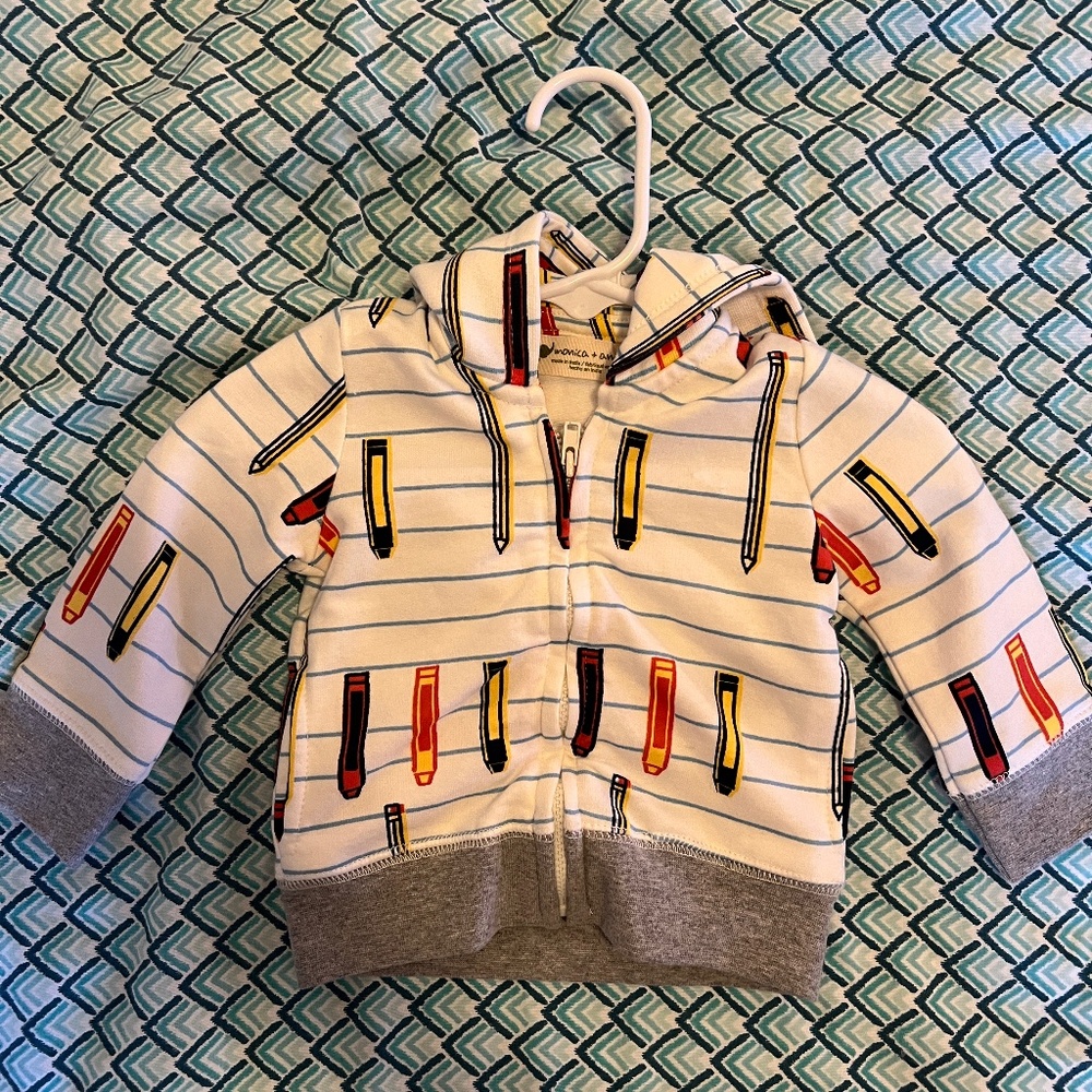 Monica & Andy Zip Up Hoodie Size 6 months